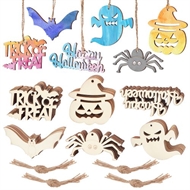 6 x 10 halloween træ figurer. Med snor.